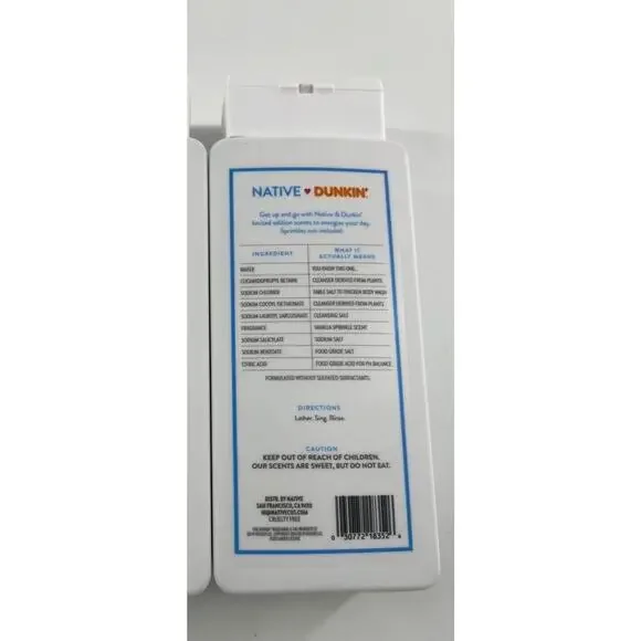 Native DUNKIN VANILLA SPRINKLE Body Wash 18oz LIMITED EDITION Soap New - Picture 2 of 2